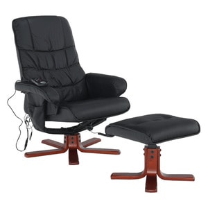 Set fotoliu si taburet DacEnergy, piele ecologica, 73 x 82 x 101 cm, negru-cires