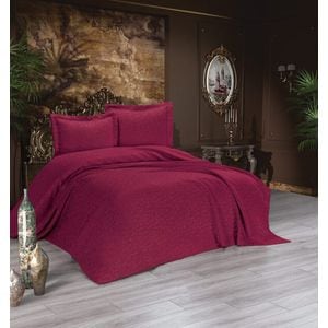 Set cuvertura Cordoba, 240 x 250 cm, 3 piese, poliester, visiniu