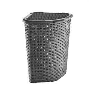 Cos pentru rufe , colt , rattan, plastic, gri, 52L