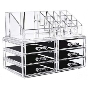 Organizator cosmetic transparent SIKS, cu 6 sertare