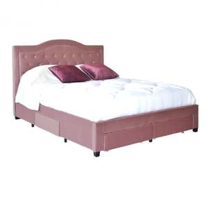 Pat Terasino cu 4 sertare 180x200 cm Tapitat Catifea Roz