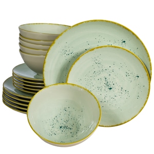 Set Complet Serviciu De Masa, Light Pistachio, 18 piese, Cesiro, Verde Pastel Lucios