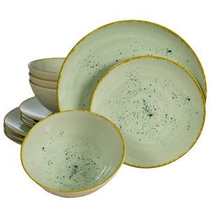 Set Complet Serviciu De Masa, Light Pistachio, 12 piese, Cesiro, Verde Pastel Lucios