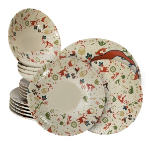 Set Complet Serviciu De Masa, Merry Christmas, 18 piese, Cesiro, Multicolor