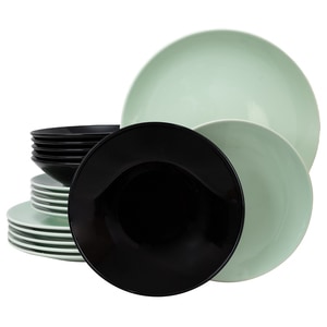 Set Complet Serviciu De Masa, IceCream, 18 piese, Cesiro, Verde/Negru