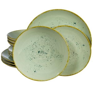 Set Complet Serviciu De Masa, Light Pistachio, 12 piese, Cesiro, Verde Pastel