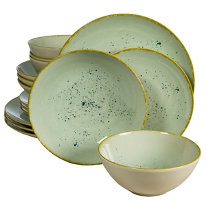 Set Complet Serviciu De Masa, Light Pistachio, 16 piese, Cesiro, Verde Pastel
