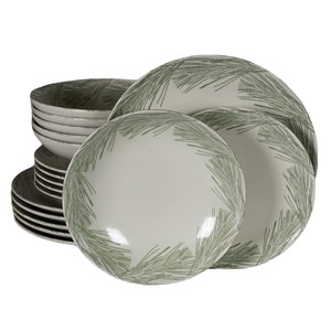 Set Complet Serviciu De Masa, Silver Fir, 18 piese, Cesiro, Alb Ivoire cu gri