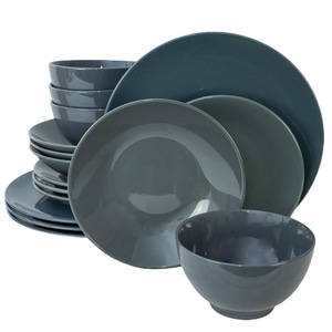 Set Complet Serviciu De Masa, Iron, 16 piese, Cesiro, Gri Antracit si Gri Metal