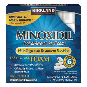 Set Spuma, Kirkland Signature, Minoxidil 5%, Tratament Impotriva Caderii Parului, 6x 60ml