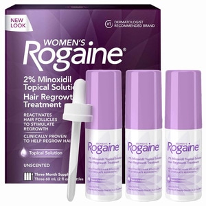 Set Solutie, Rogaine, 2% Concentratie, Tratament Impotriva Caderii Parului pentru Femei, Pipeta Inclusa, 3 flacoane x 60ml