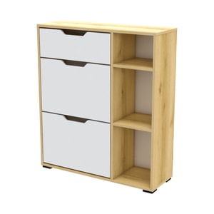 Dulap pentru Pantofi, Sani, Berra Stejar Atlantis si Alb 90 x 33 x 103 cm