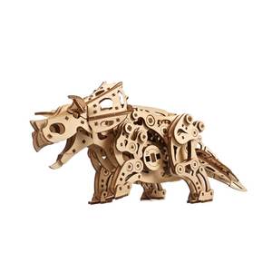 Puzzle 3D din lemn, Ugears, Triceratops, 400 piese