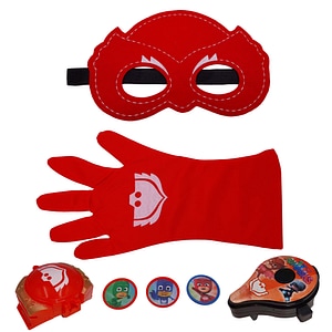 Set manusa si accesorii Eroi in Pijamale IdeallStore, Bufnita Misterioasa, marime universala, rosu