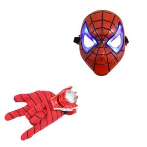 Set IdeallStore manusa cu lansator si masca LED, Spiderman Gear, marime universala, rosu