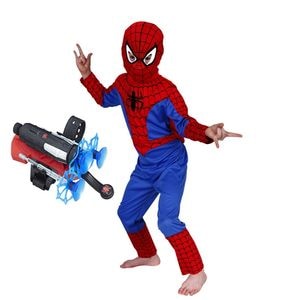 Set costum Spiderman IdeallStore, 110-120 cm si lansator cu ventuze