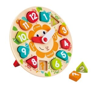 Ceas Jumbo cu incastru de forme geometrice, din lemn
