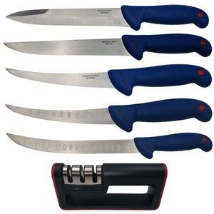 Set de macelarie IdeallStore, injunghiat, filetat, cutitul bucatarului si ascutitoare, otel inoxidabl