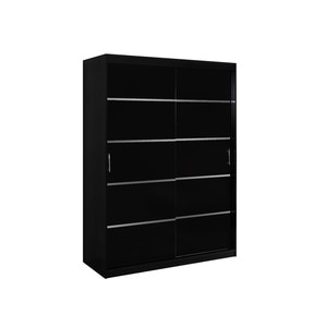 Dulap Oscar, 150x208x61cm, Culoare Negru / Argintiu