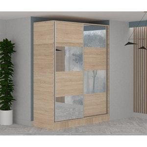 Dressing cu usi culisante, Domino, 150x200x61cm, Culoare Stejar Sonoma