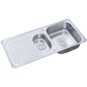 Chiuveta inox Freddo SN9011D, 2 cuve dreapta, finisaj anticalcar, scurgere Q90, dimensiune 100 x 50 cm, adancime 18 cm