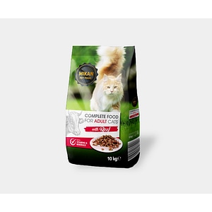 Hrana uscata pentru pisici MIKAN Adult, vita, 10 Kg