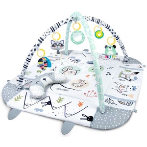 Salteluta interactiva 3in1, pliere usoara, arcada cu jucarii, tarc, covor, perna, model pisica, 110x100 cm