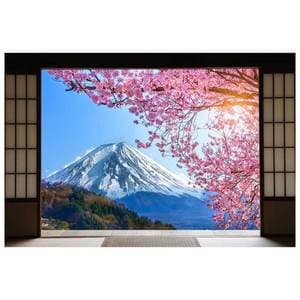 Fototapet vinyl cu efect 3D Usa Shoji - Muntele Fuji - 360x240 cm