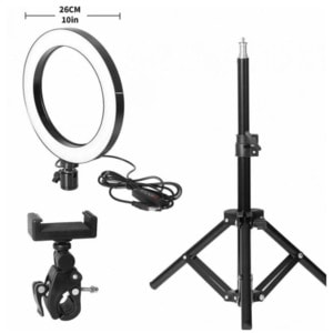 Lampa circulara profesionala Ring Light 10 inch, suport telefon, telecomanda, inaltime trepied 210 cm, 13 trepte de iluminare