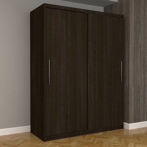 Dulap Dormitor Stefan Eco 150 cm x 200 cm x 61 cm, fara oglinda, wenge cu usi glisante wenge