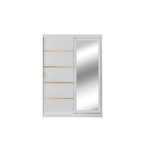 Dulap Oscar Cu Oglinda, 150x208x61cm, Culoare Alb / Auriu