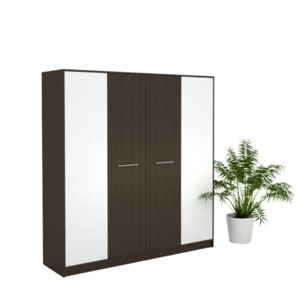 Dulap Mirela cu 4 usi, 182x50x192cm, Culoare Wenge / Alb