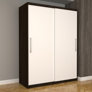 Dulap Dormitor Dante Wenge 150 cm x 200 cm x 61 cm, fara oglinda, wenge cu usi glisante albe