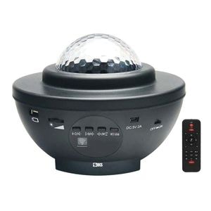 Proiector Disco SIKS Cu Lumini LED Multicolore , Proiectie Galaxie / Stele Cu Telecomanda, Port USB Si Bluetooth,Boxa Incorporata, Negru