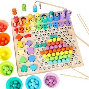 Joc Montessori 5 in 1 Logarithmic Plate Beads, din lemn