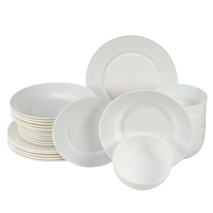 Set Complet Serviciu De Masa, Ice, 24 piese, Cesiro, Opal, Alb