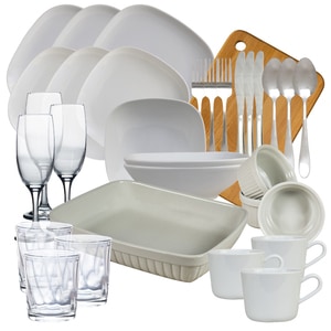 Set complet de masa, White, 32 piese, Portelan, Alb