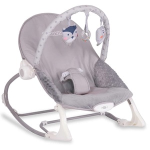 Balansoar multifunctional DacEnergy, cadru metalic, picioare antiderapante, bara cu jucarii, centura de siguranta, cu vibratii, husa detasabila, 9kg, gri