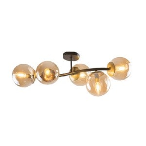 Lustra Nilufer 5xE27, metal si sticla, 60W, Negru Antichizat