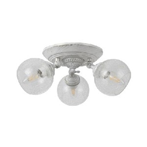 Lustra Claire, 3xE27, metal si sticla, 60W, Alb Antichizat