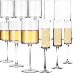 Set 12 pahare vin si sampanie, Quasar & Co., model drept, 6x400 ml/6x200 ml, sticla, transparent