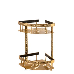Etajera Baie TrendyS Dubla , Montare Pe Colt,Bronz Antichizat