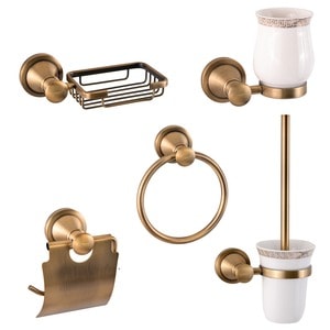 Set Accesorii Baie,TrendyS, 5 Piese Bronz Antichizat