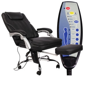 Scaun birou profesional Zendeco B183 negru, functie masaj, confortabil, cu suport picioare si functie sezlong
