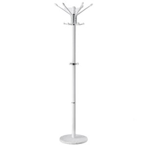 Cuier pentru hol DacEnergy, structura metalica din otel, baza de marmura, elegant, solid, 16 carlige, 175 cm, alb