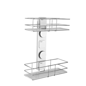Etajera dubla pentru baie, pentru organizare si depozitare, din ABS sistem prindere de perete, 38.5x30 cm, buz