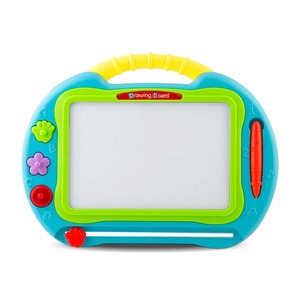 Tabla magnetica educativa DacEnergy, pentru desen si scris, cu creion, 3 timbre magnetice, stergere instantanee, 38 x 30 x 2 cm, albastra