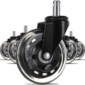 Set de 5 roti de silicon profesional ARKA RX900T, 2,5 inch transparant, tija 11mm pentru scaun de gaming/birou