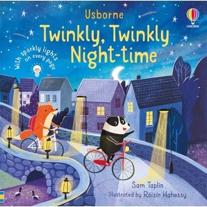 Carte cu luminite pentru copii, Usborne, Twinkly Twinkly Night-time, 6+ luni