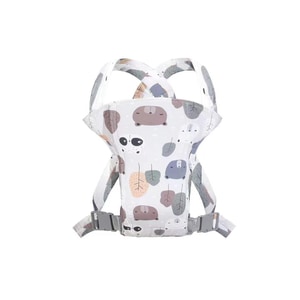 Marsupiu ergonomic din bumbac, pentru bebelusi, Frunze si Ursuleti, gri